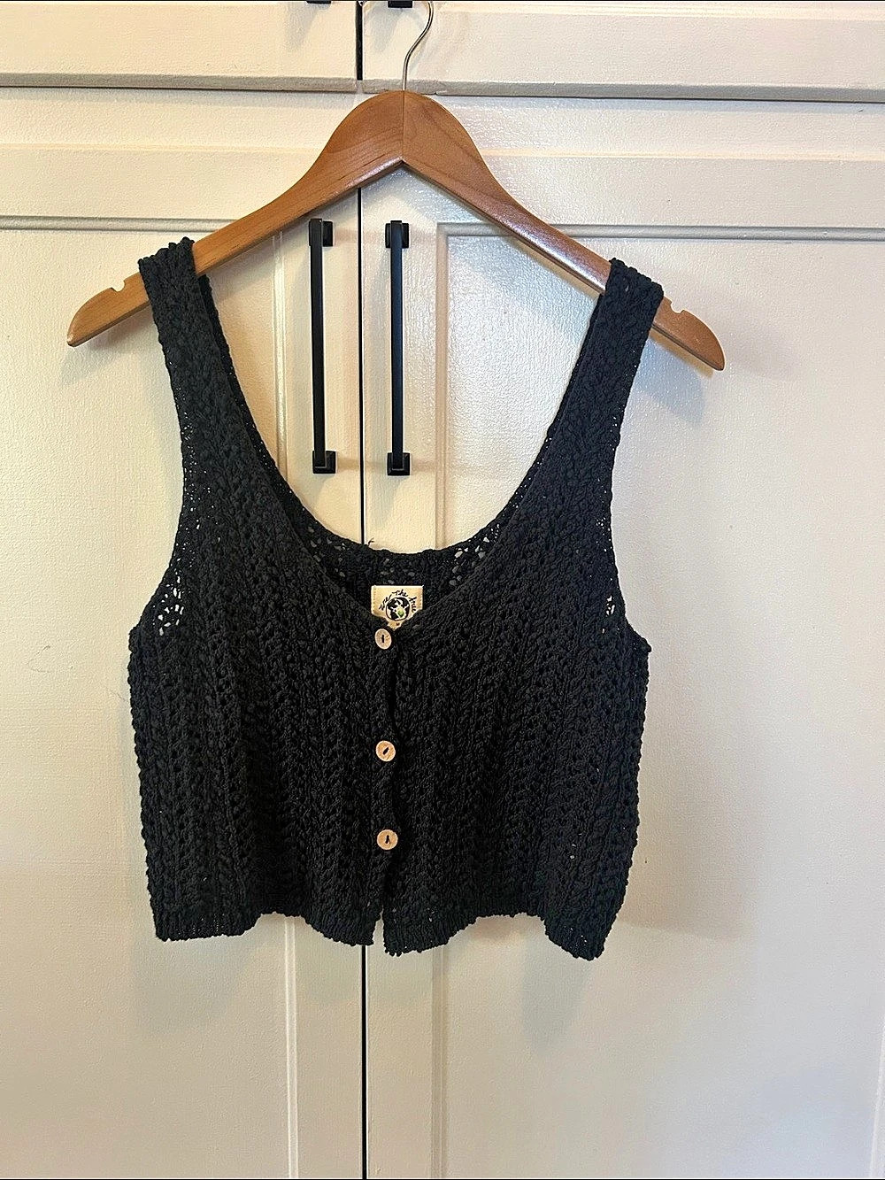 Moth Black Knit Button Front Tank Size Medium